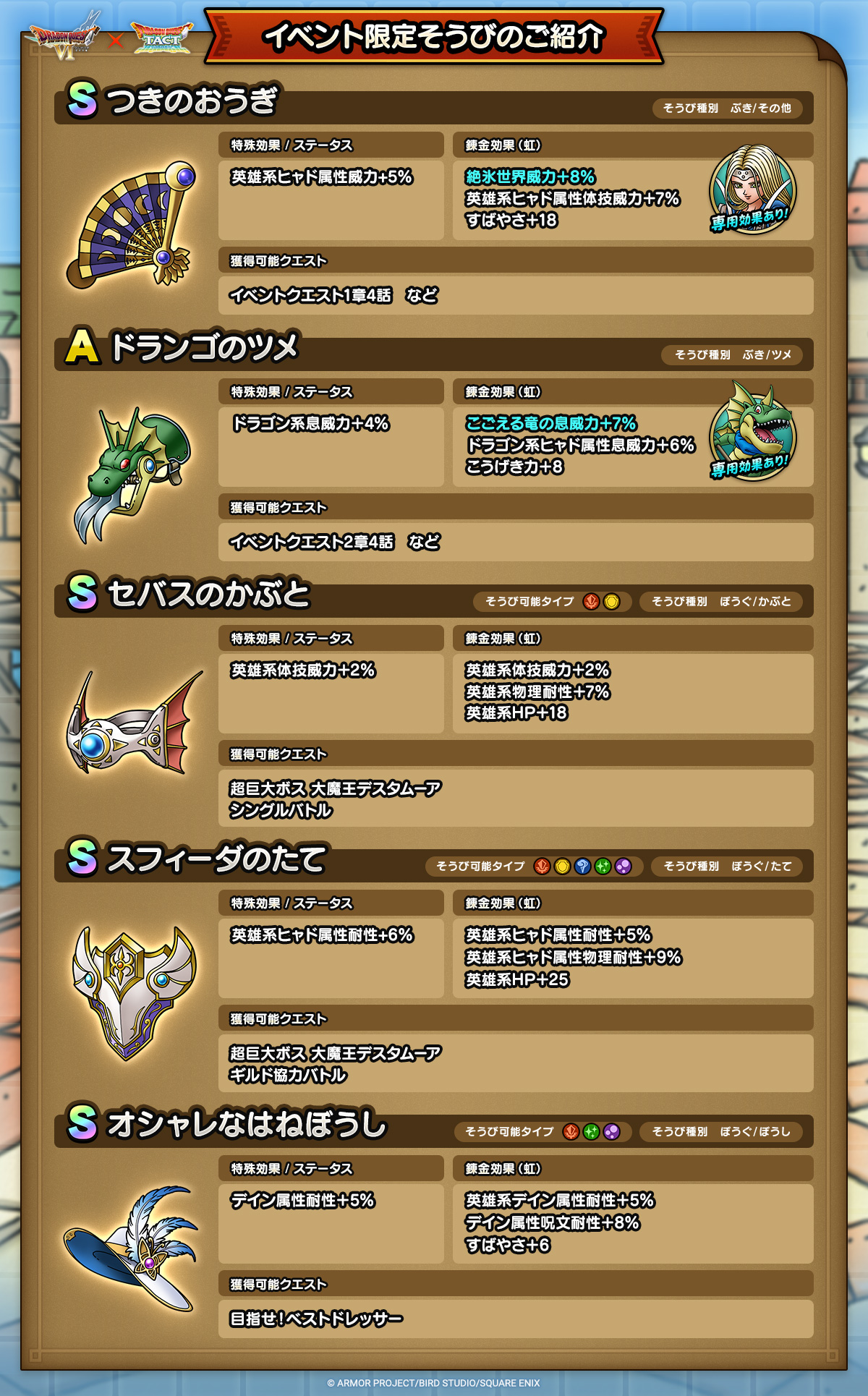 ドラクエタクトのイベント「真・ドラゴンクエストVIイベント - 第1弾」のそうび紹介